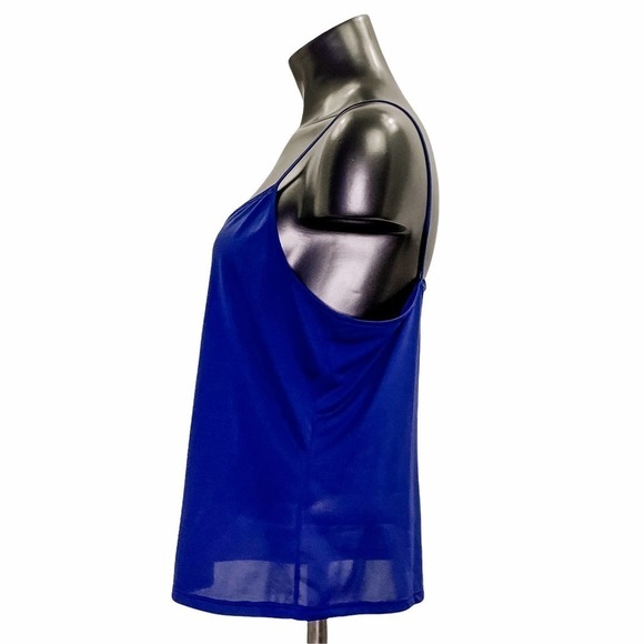 SHEER Solid Blue Chiffon Sweetheart Camisole Tank - Picture 3 of 8